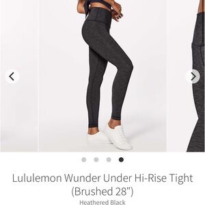 Lululemon Wunder Under Hi-Rise Tight Brushed 28” Heathered Black Size 6